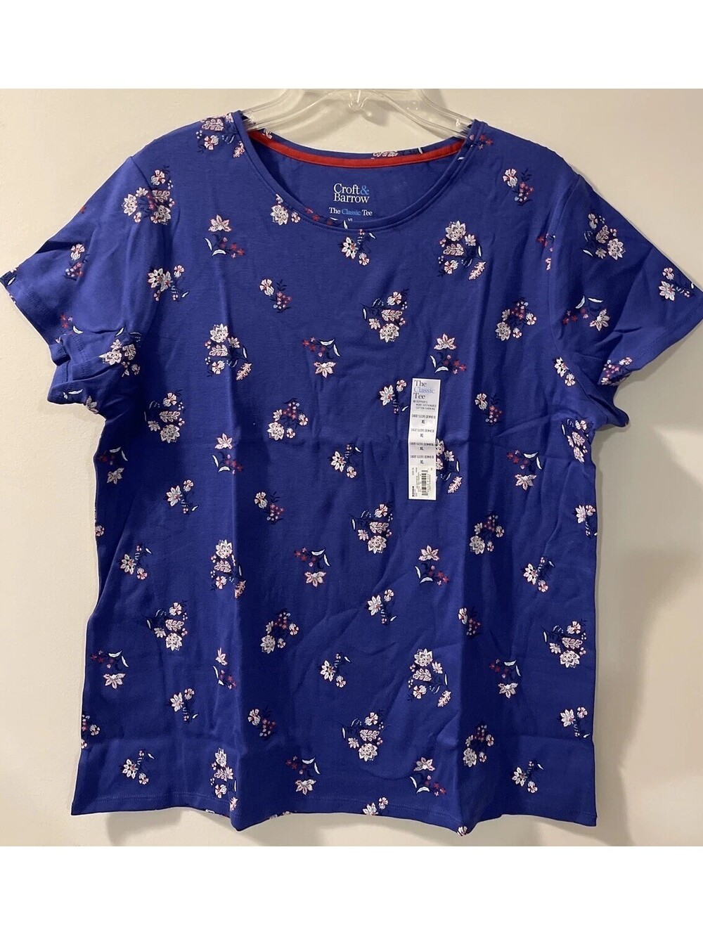Croft Barrow Womens 2XL Blue Floral Short Sleeved Crewneck Shirt NWT! A6902